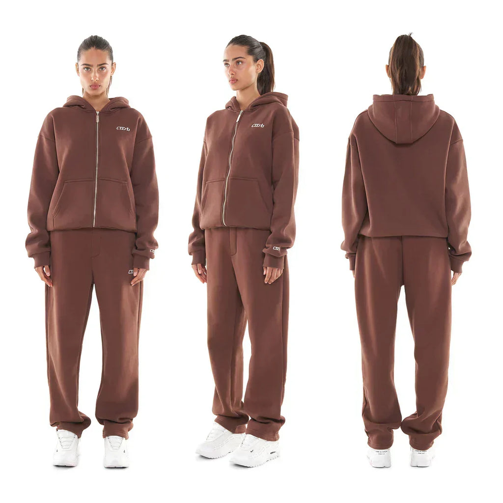 OPEN LEG JOGGER BROWN
